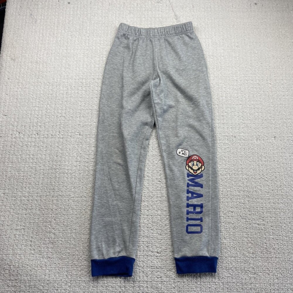 Nintendo Super Mario Bros. Youth Sz L 10-12 Jogger Sweatpants Gray Video Game